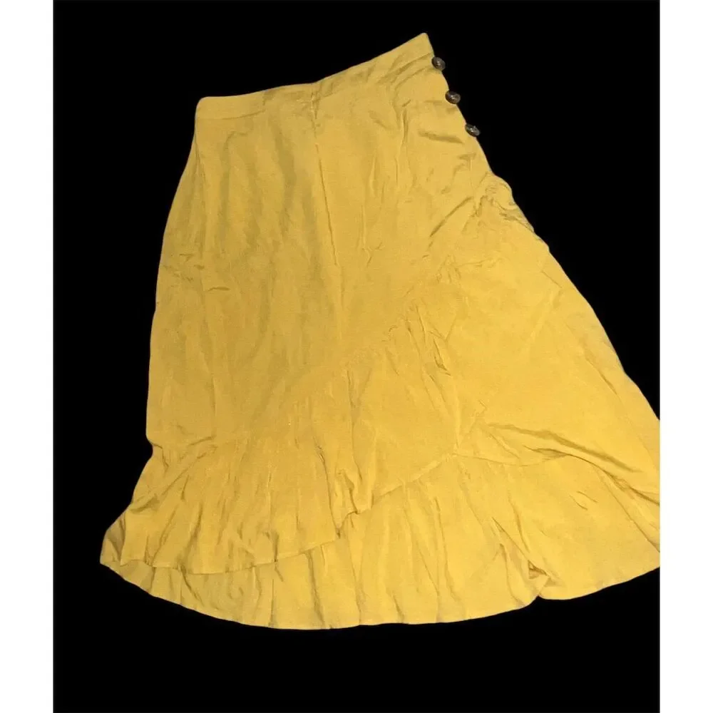 Allegrace Women's Vintage Yellow A-Line Skirt M Knee Length Casual